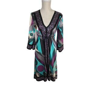 Rubber Ducky Retro Style Cinched Waist Handkerchief Hem Dress - S